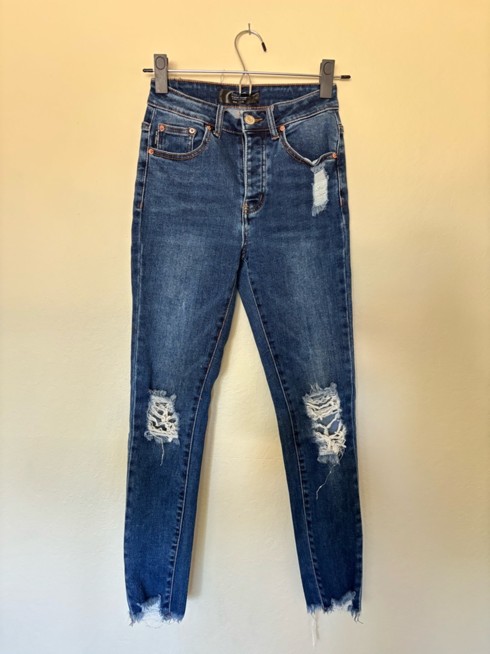 Dark Blue Distressed High-Rise Women's Jeans
